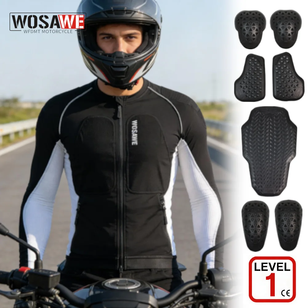 

WOSAWE Motorcycle Jacket Body Armor Protection Jacket Spring Summer Lightweight Soft Motocross Clothing CE Certified Moto Jacket