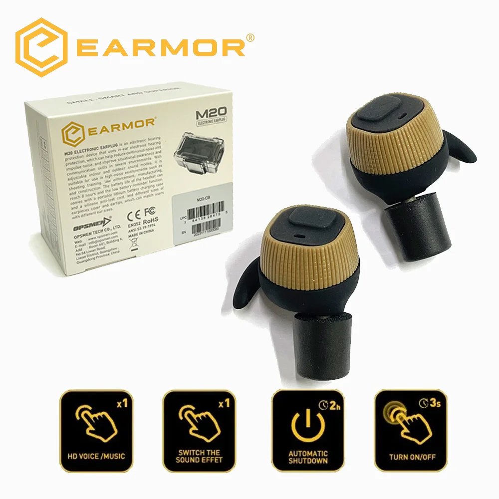 EARMOR M20 Electronic Bluetooth Headset, Hearing Protection Earplugs, Indoor and Outdoor Ambient Sound Modes