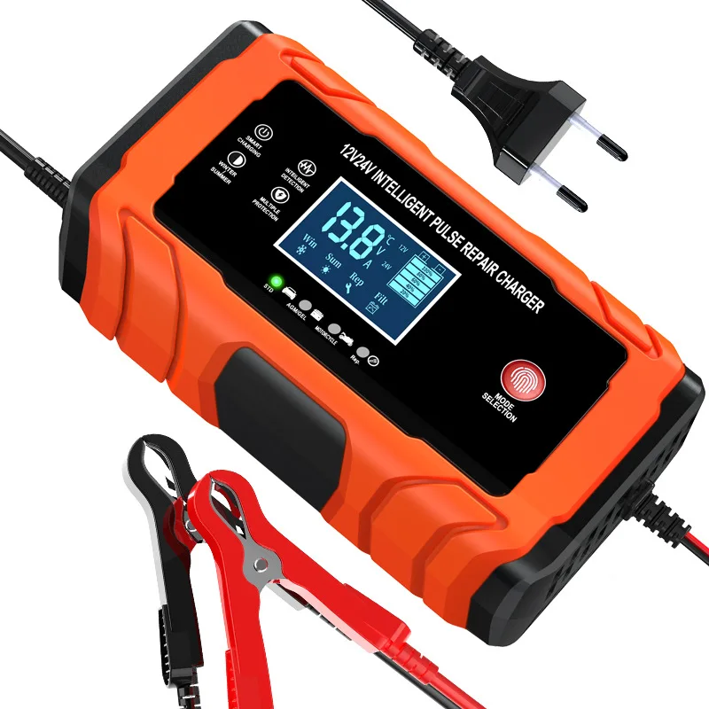 12V 10A/24V 5A Car Battery Charger for Lead Acid AGM GEL PB Battery Pulse Repair LCD Display Automotive Battery Maintainer