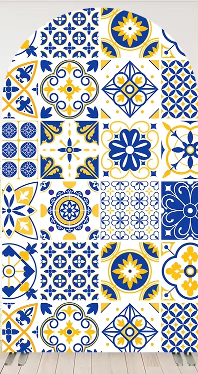 Мехофонд португальская плитка лимонная арка фон чехол для детей день рождения свадебное украшение стены двусторонний фон реквизит