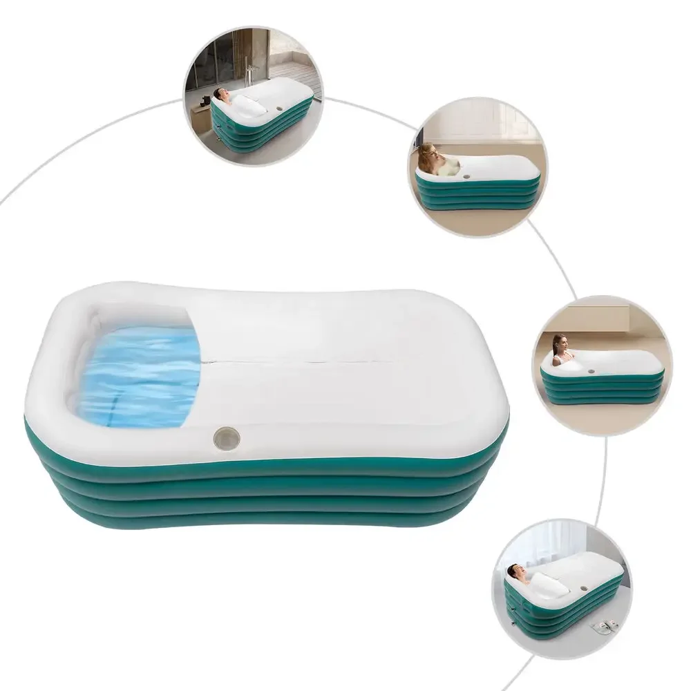 

Portable 60x32in Folding Bathtub – Adult Spa Water Tub for Indoor Use – US Stock