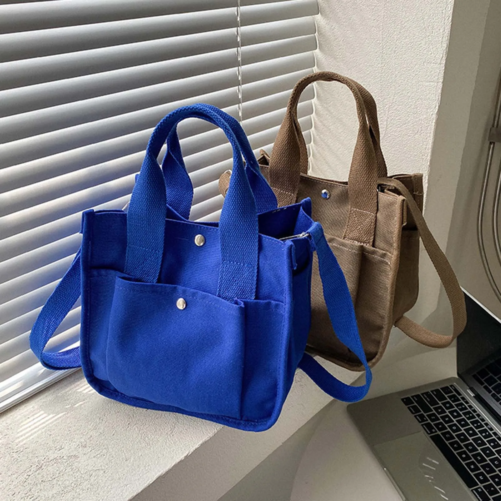 Mini Women Simplicity Canvas Crossbody Bags Solid Color Casual Tote Bag Messenger Bag Shoulder Bag Girl's Lunch Box Shoulder Bag