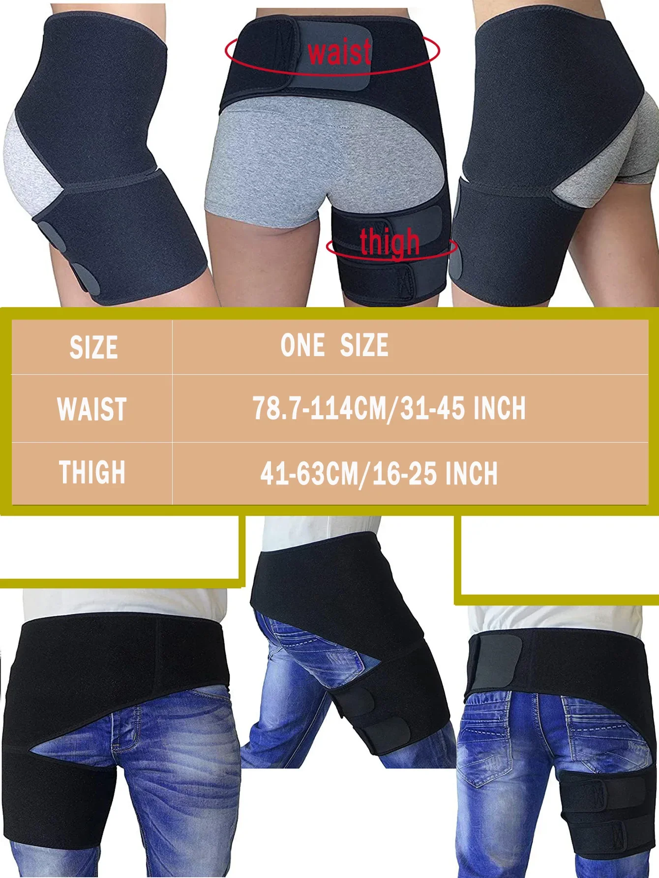 Hip Brace Thigh Compression Sleeve Compression Support Wrap, Pulled Thigh,, Groin Injury, Hip Brace for Sciatica Nerve