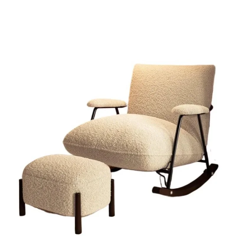 

Rocking chair retro lazy sofa bedroom leisure living room light luxury cream wind rocking