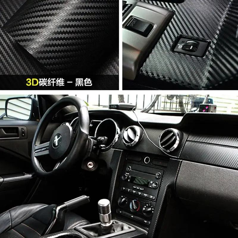 Breite 400mm 1m Prenium Luftblase Frei Schwarz 3D Carbon Faser Vinyl Auto Wrap Film Wasserdichte Motorrad Aufkleber aufkleber Auto Styling