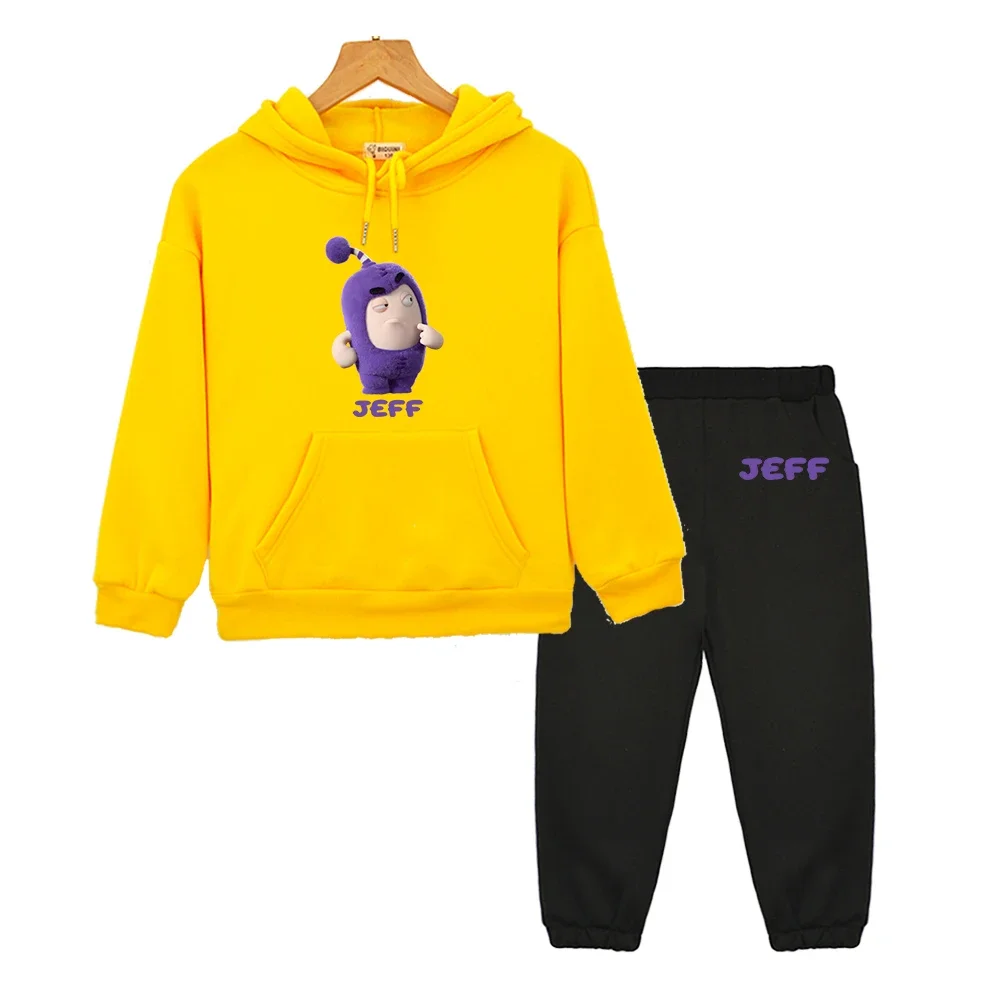 Oddbods JEFF Purple Graphic Hoodies Sets Kawaii Cartoon Boys and Girls Sweatshirt Casual Long Sleeve Cute Printing Pullovers