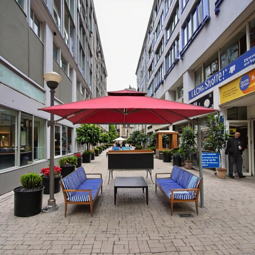 Modern Style Waterproof LED Lighting Outdoor Umbrella Fashionable Garden Park Patio Parasol with Roman Style for Hotels