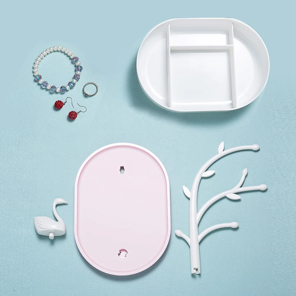Jewelry Storage Rack Pink Earrings Holder Vanity Necklace Bracelet Display Stand Jewelry Organizer