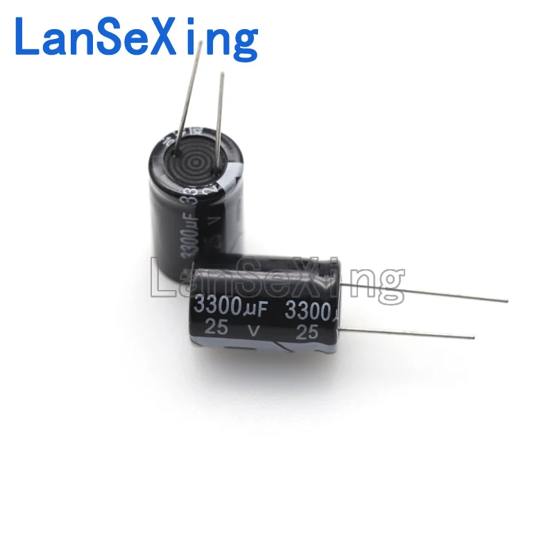 Capacitor eletrolítico Inline alumínio, 25V, 3300UF, volume 16x25mm