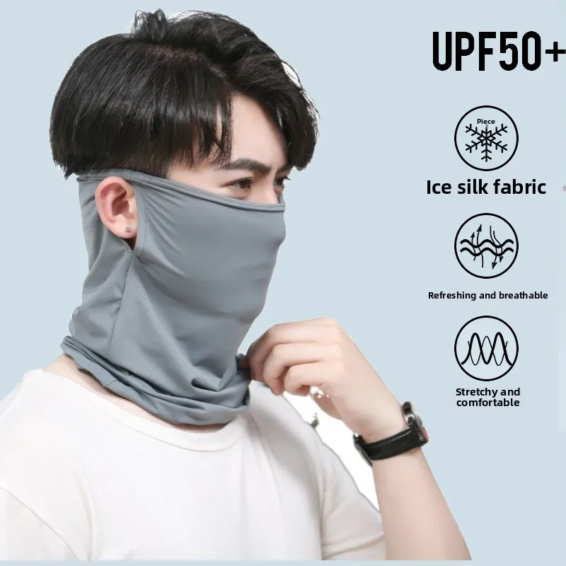 Nylon Real Ice Silk Headscarf Outdoor Sports Sunscreen Mask Face Protection Hanging Ear Neck Cover Men Women Magic Bandana