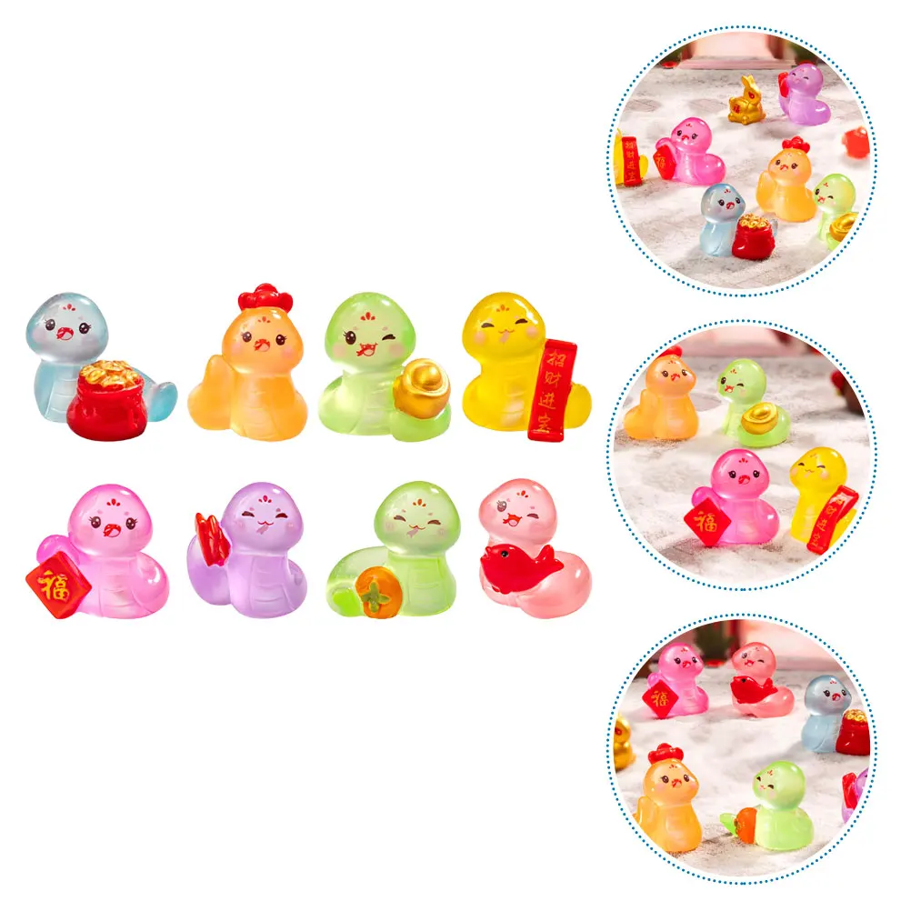 

8 PCS Micro Landscape Snake Ornaments Tiny Trinkets Figurines Cake Bonsai Mini Pig