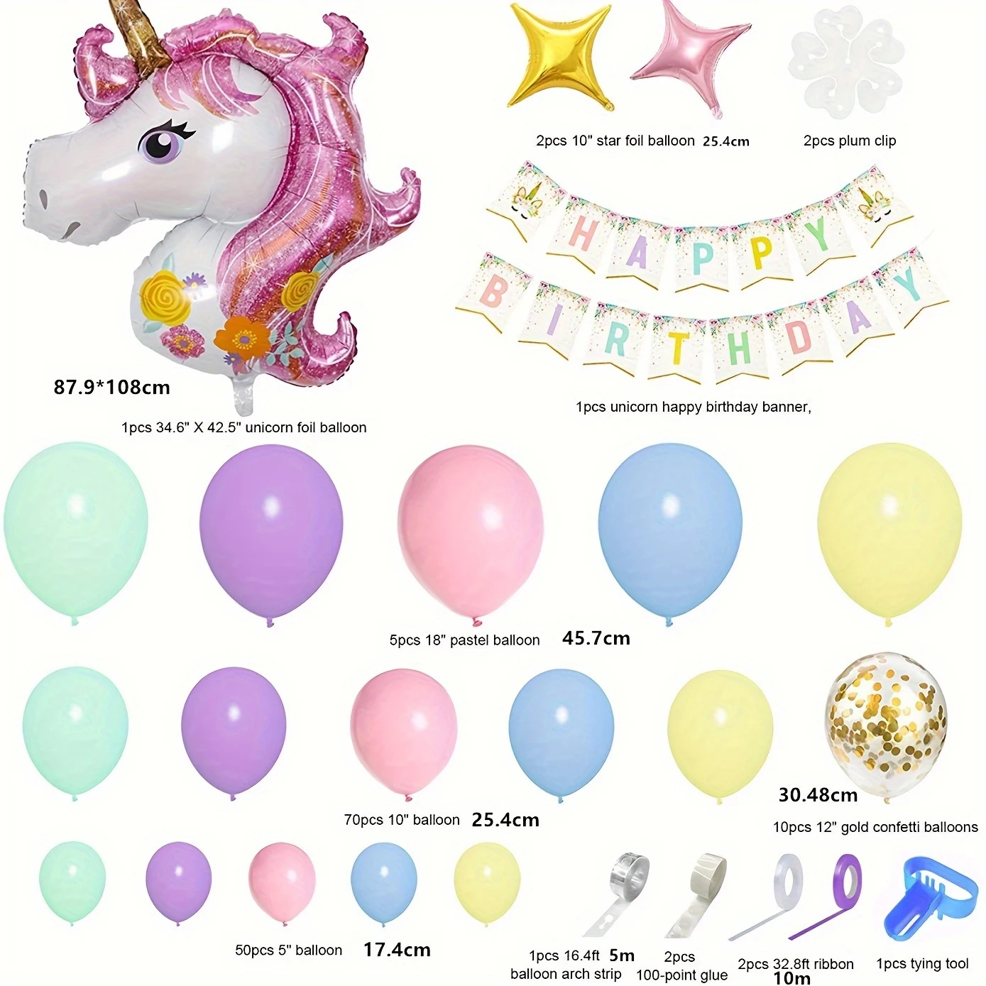 New Macaron balloon unicorn flag Pull set Birthday party girl room layout opening balloon unicorn themed birthday party dress se