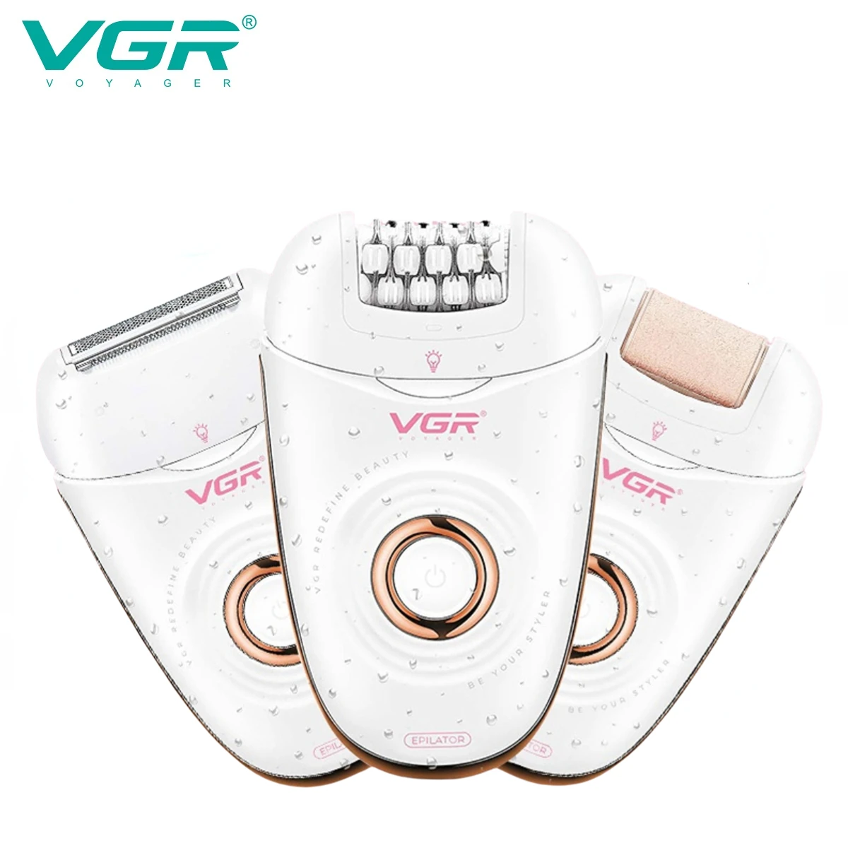 VGR مكينة حلاقة للمناطق الحساسه ماكينة إزالة الشعر الاحترافية 3 في 1 ماكينة إزالة الشعر IPX4 ماكينة إزالة الشعر قابلة لإعادة الشحن ماكينة تشذيب الشعر ماكينة إزالة الشعر الكهربائية ماكينة إزالة الشعر للنساء V-739