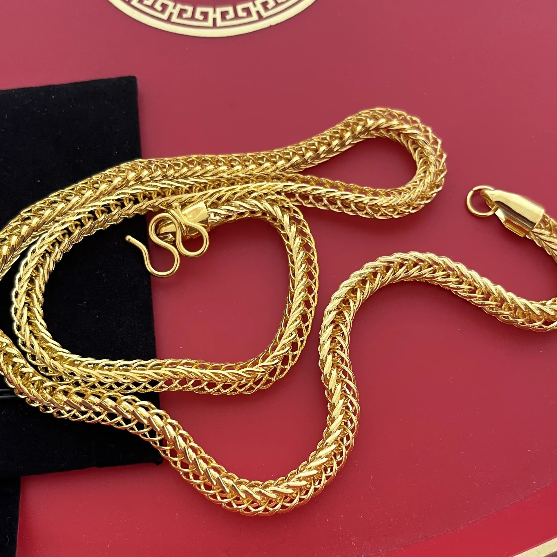 Dragon Bone Chain Men's Necklace 24K Gold AU999 - Tight links, masculine style, 24K AU999 pure gold quality