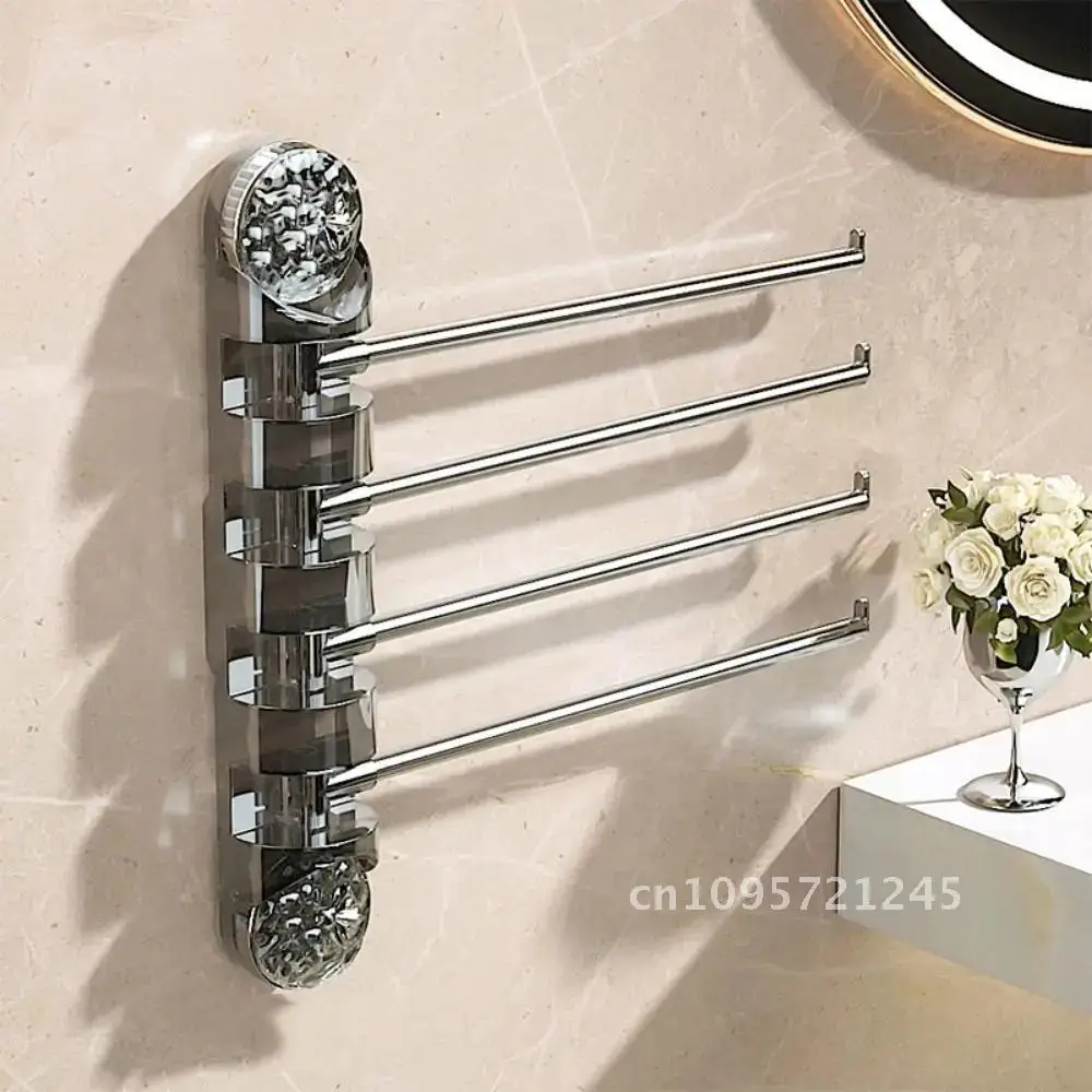 2/4-arms Suction Cup Installation Racks Non Punching Space Rotating Traceless Wall Towel Holder Mounted Saving Towel
