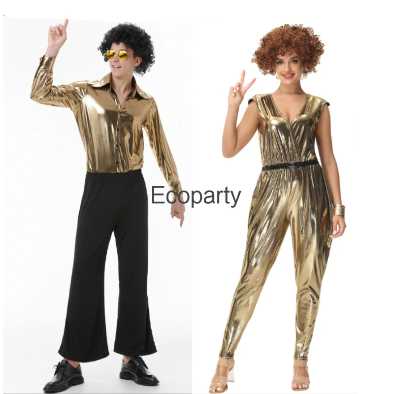 Neue Halloween Vintage 60er 70er Jahre Hippie Paare Cosplay Kostüm Männer Frauen Karneval Party Musik Festival Retro Disco Kostüm verkleiden