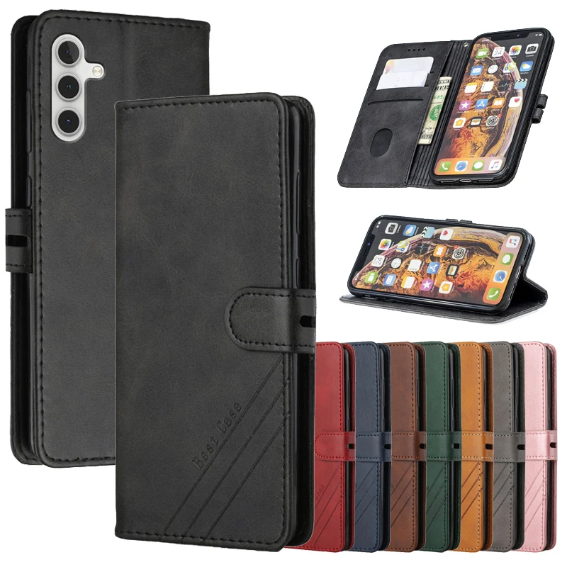 

Leather Flip A14 Case on For Samsung Galaxy A14 4G A145 Coque For Fundas A 14 5G A146 Magnetic Cases Stand Wallet Phone Cover