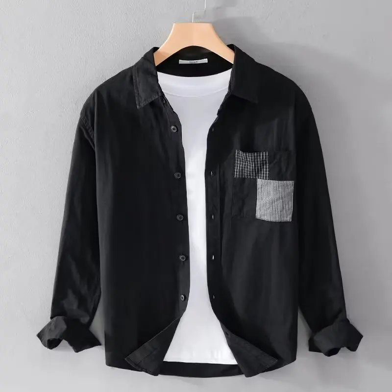 Men's Long-sleeved Shirt Casual Loose 2025 Spring and Autumn Shirt Jacket Trendy Versatile Japanese Work Tops