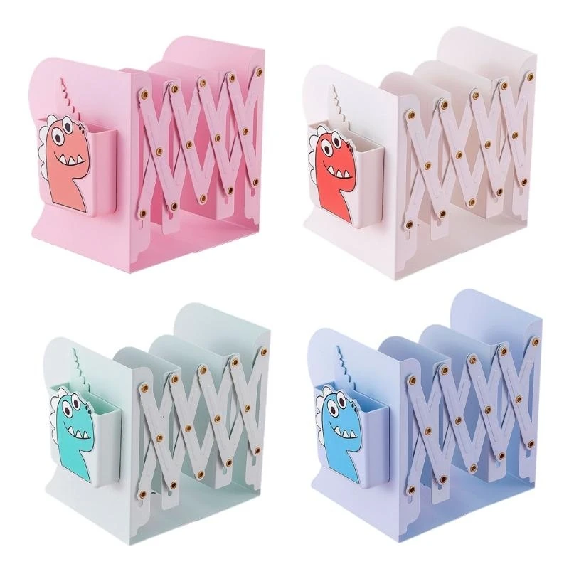 귀여운 확장 가능한 북 엔드 장식 3 그리드 금속 북 엔드 조절 가능한 책 스탠드 잡지 홀더 만화 펜 홀더 최고의 판매