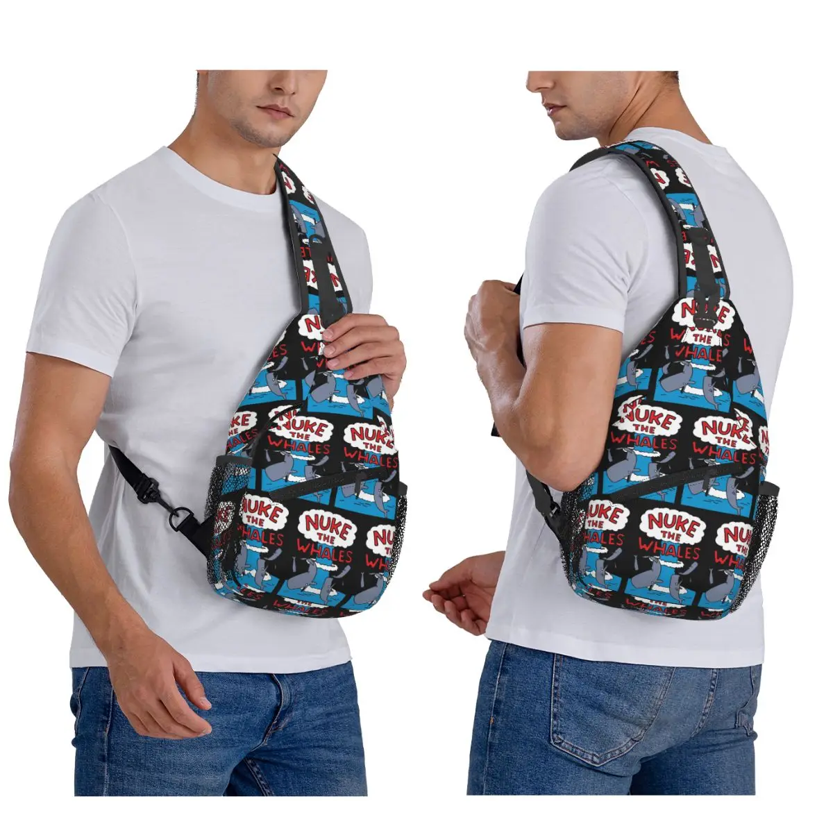 

Nuke The Whales Chest Bag Men Sling Crossbody Backpack Chest Bag Traveling Hiking Daypack Shoulder Bag