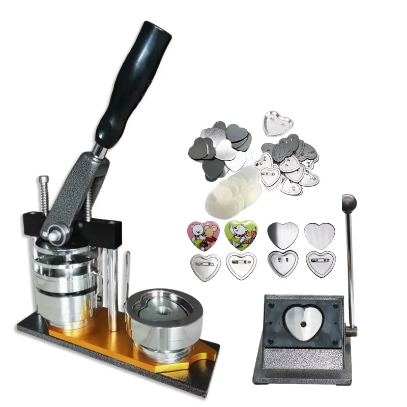 53*57mm Heart Shaped Badge Maker Machine Kit For Custom Pins Soft Magnet Fridge Magnets DIY Blank Materials