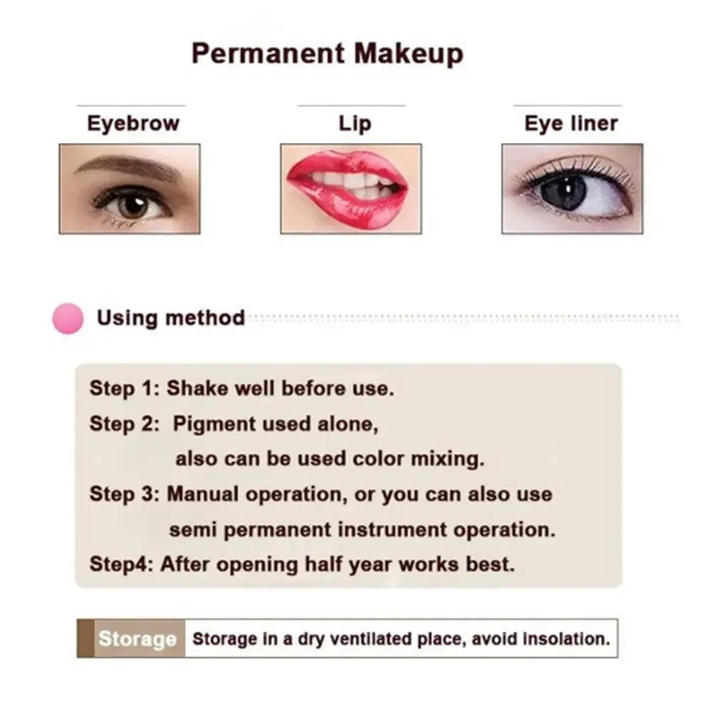 1pcs 15ml Permanent Makeup Color Eyebrow Dye Plant Tattoo Ink Microblading Pigments Tattoos Eyebrow Lips 23 Color for Choose