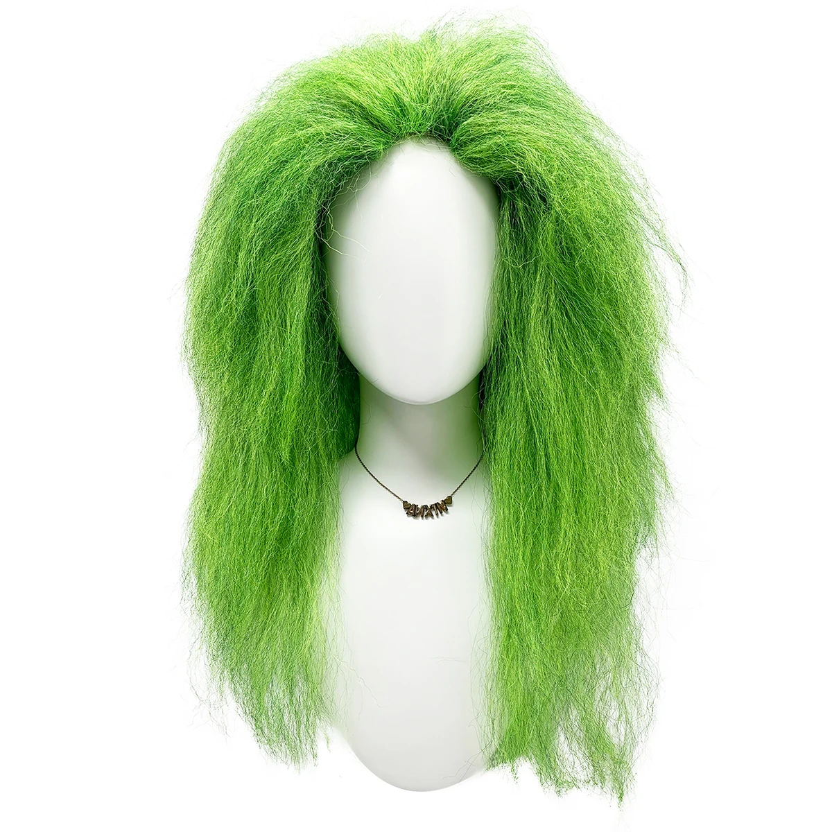 Bright Green Shaggy Fluffy Long Synthetic Wig, Villain Character Style for Halloween Cosplay Movie Theme Party Costume