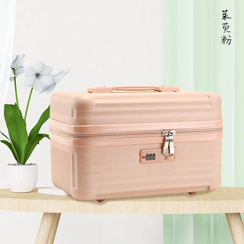 14 inch portable case large capacity makeup bag women\'s portable multifunctional travel wash bag lockable storage bag Suitcases