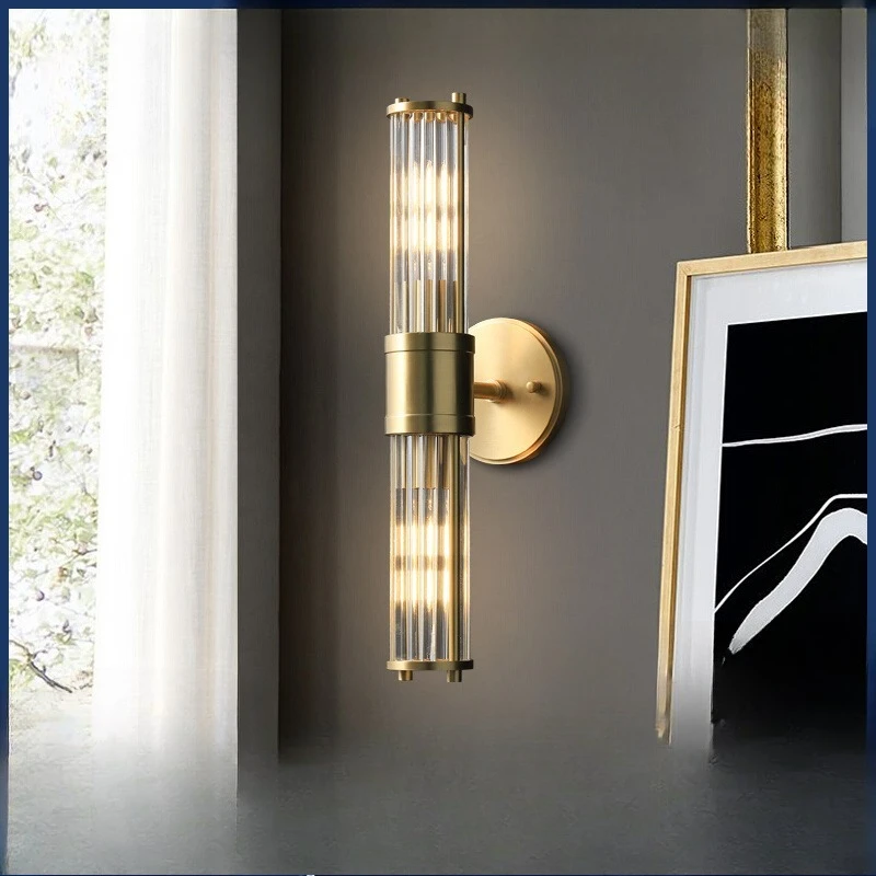 

All copper light luxury post-modern wall lamp, living room sofa background wall lamp, bedroom bedside model room, bathroom mirro