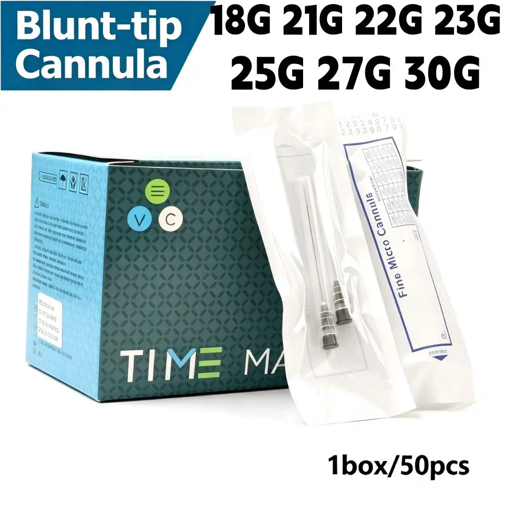 50pcs/box Disposable Blunt-tip Cannula 23G 25G 27G 18G 22G 50mm 70mm Blunt Body Piercing Tattoo Needles Cannula Syringe