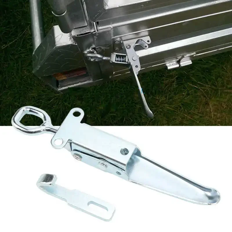 Heavy-Duty Galvanized Iron Spring Hasp with Safety Lock - Durable for Trailer/RV/Camper