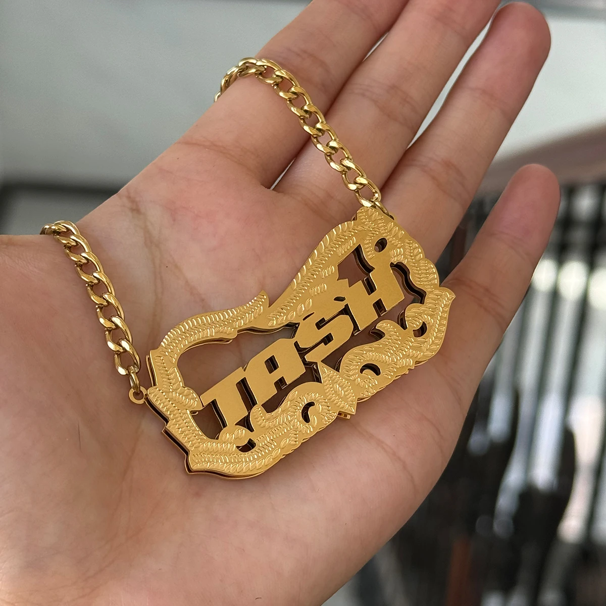 Stainless Steel Custom Name Necklace Double Layer Gold Plated Necklace For Women Men Anniversary Gift For Family Couple Jewelry