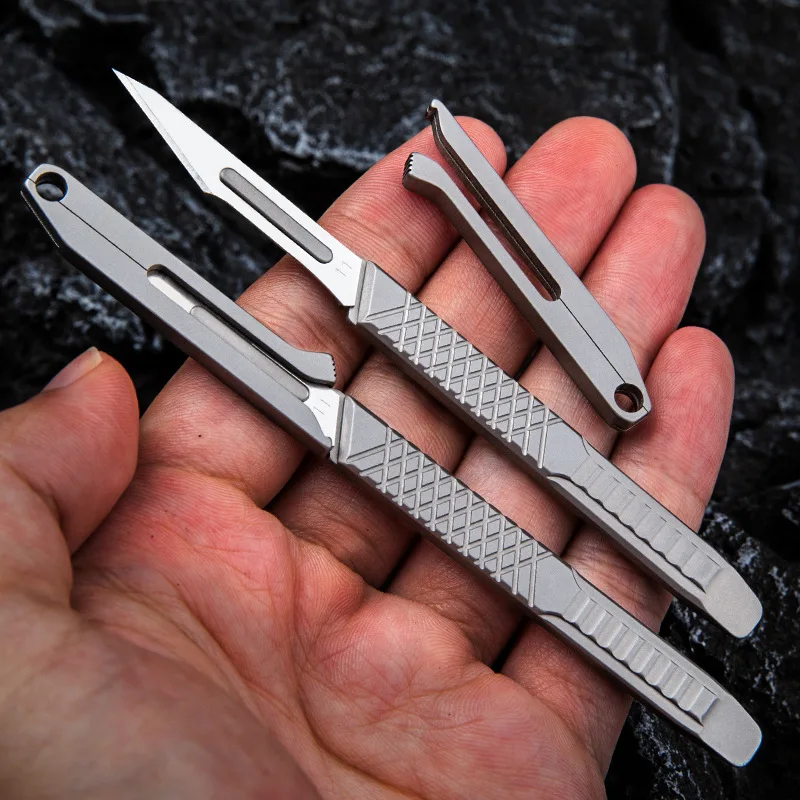 

Titanium alloy surgical blade integrated handle EDC portable art knife cutting paper film tool express knife