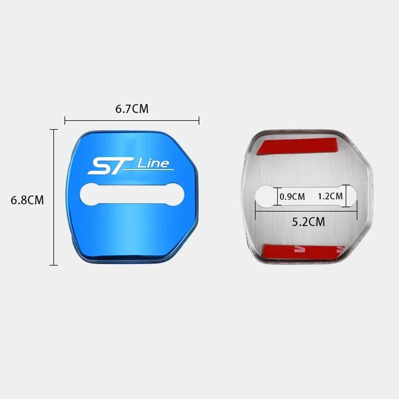 4PCS Car Door Lock Anti-rust Cover For Ford STline Logo Emblems Stainless Steel Door Lock Protective Case Decals Accessories