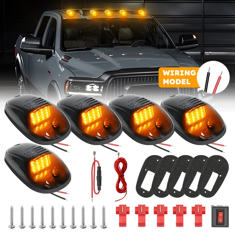 5 uds 16 luces LED de posición de techo de cabina de coche lámparas externas de lente transparente/ahumada para camión SUV 12V luz de conducción impermeable IP68