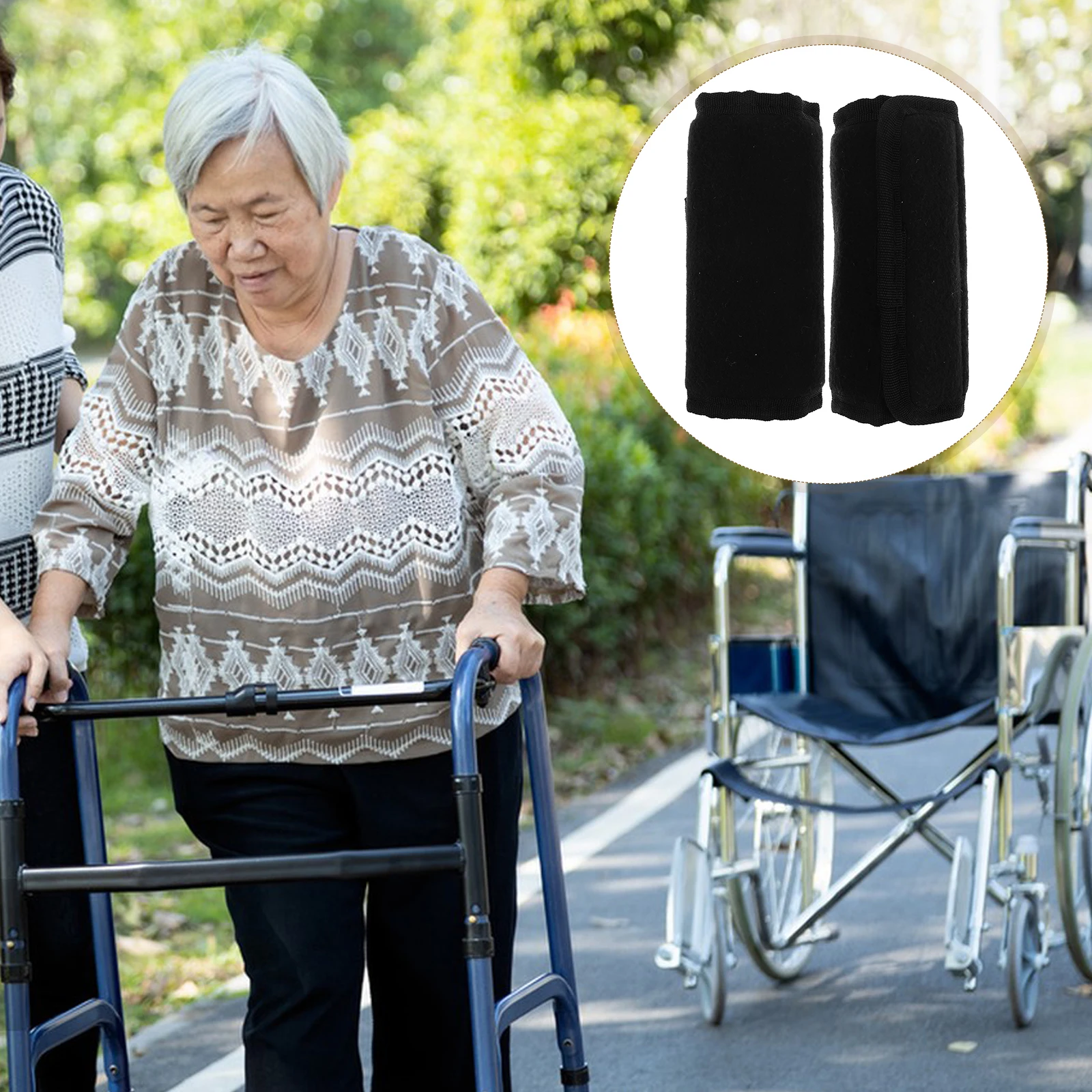 

1 Pair Anti-Slip Walker Hand Grips Cushioned Handle Covers For Seniors Comfortable Elderly Mobility Aid Accessories Wheelchair