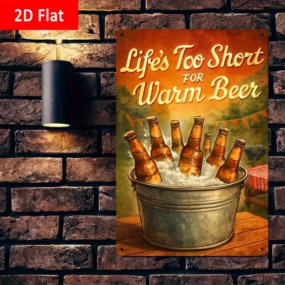 

1PC "Life's Too Short For Warm Beer" Metal Sign - Ideal For Beer-Loving Dads, Bar & Man Cave Decor, 8x12in/20x30cm