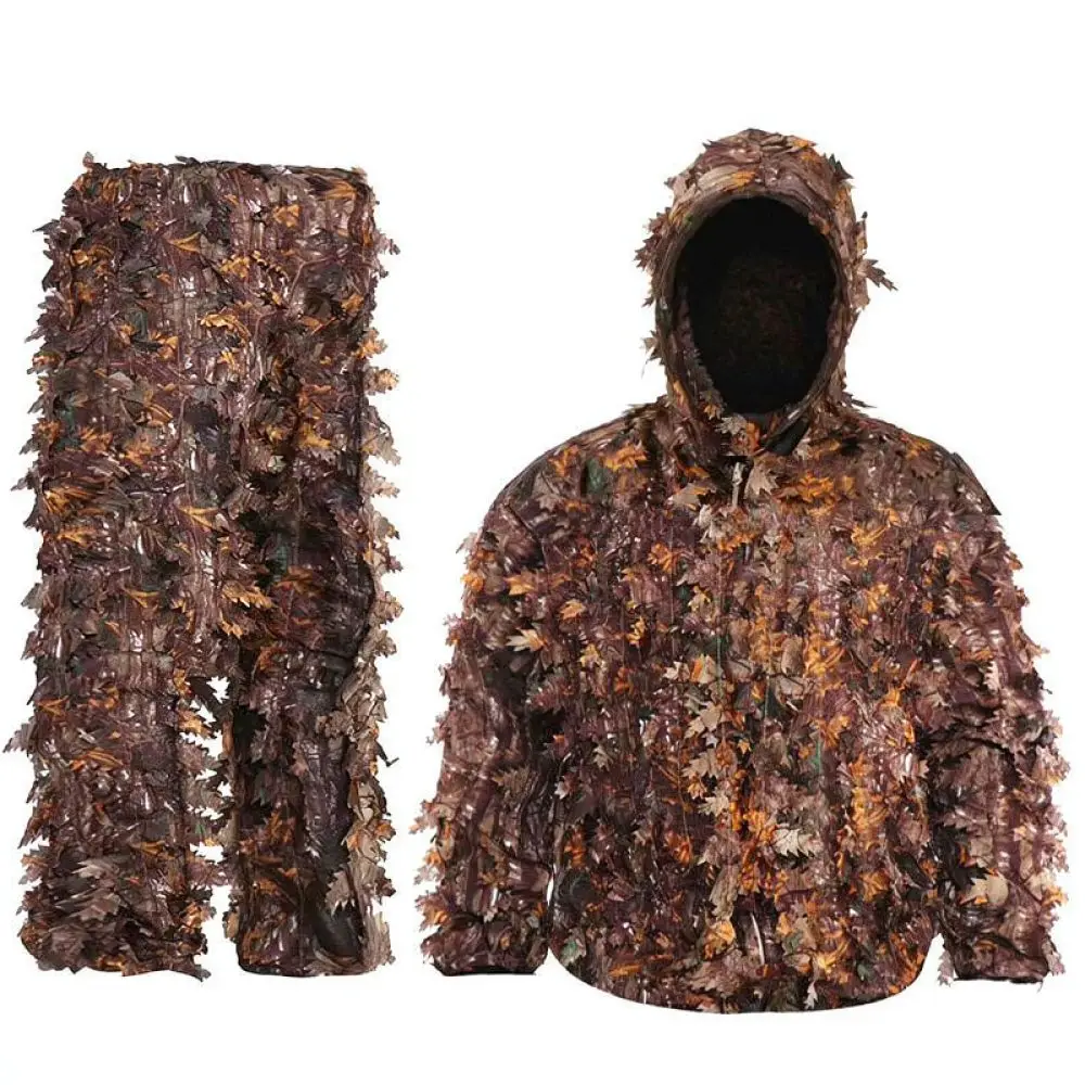 Premium 3D Bionic Leaf Camo Suit Breathable Polyester Tactical Uniform Realistic Hunting Ghillie Apparel For Field Training