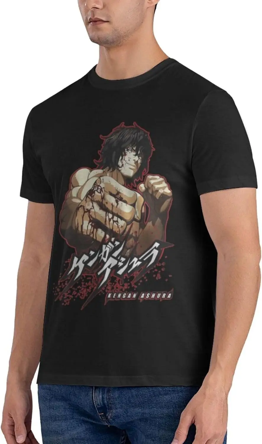 Kengan Anime Ashura Shirt Men\'s Breathable Custom Cotton Short Sleeve Tshirt Fashion Casual Tops Tees Black