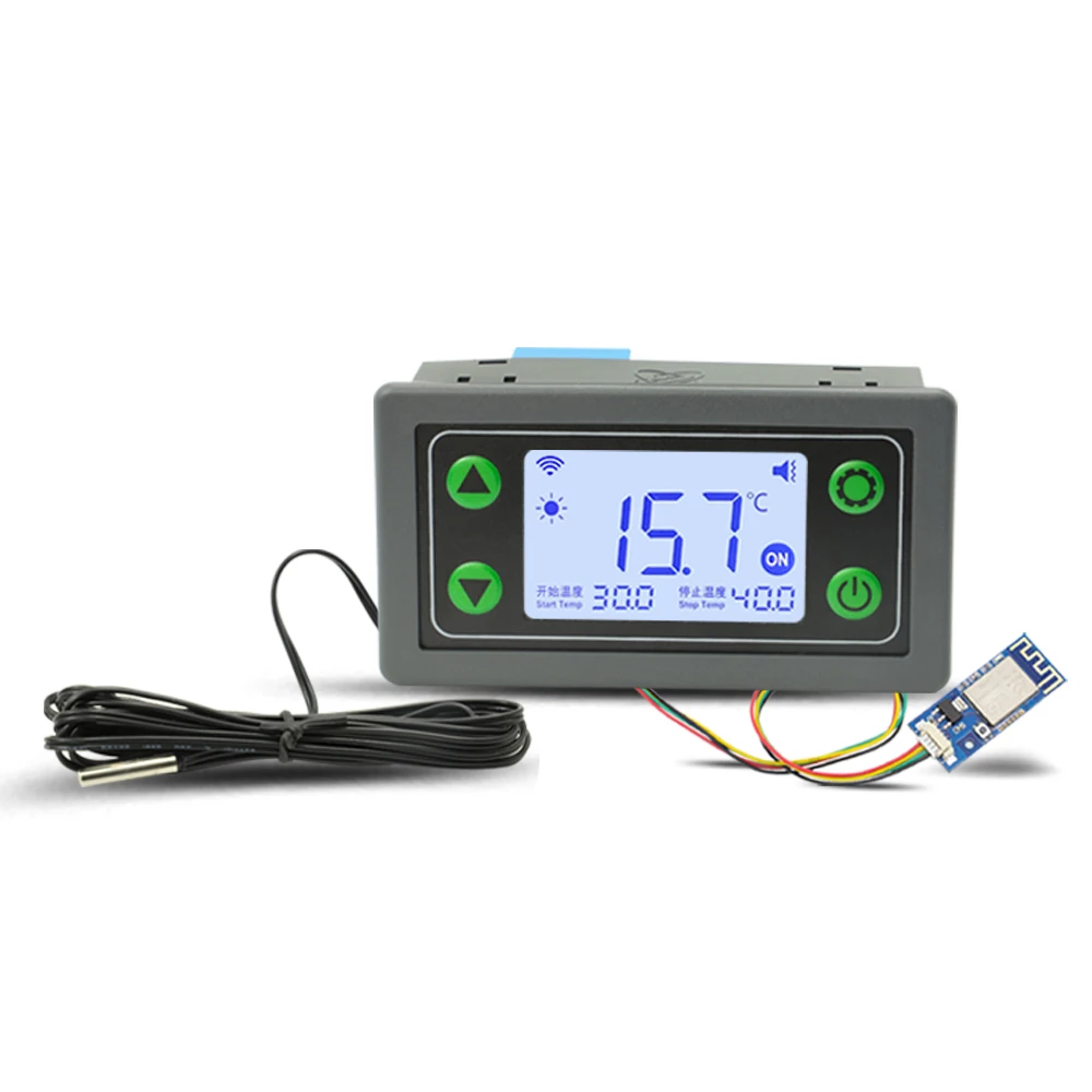 WIFI Remote Temperature Thermostat Controller DC6-30V High-Precision Temperature Hot Cold Controller Module Buzzer Alarm Probe