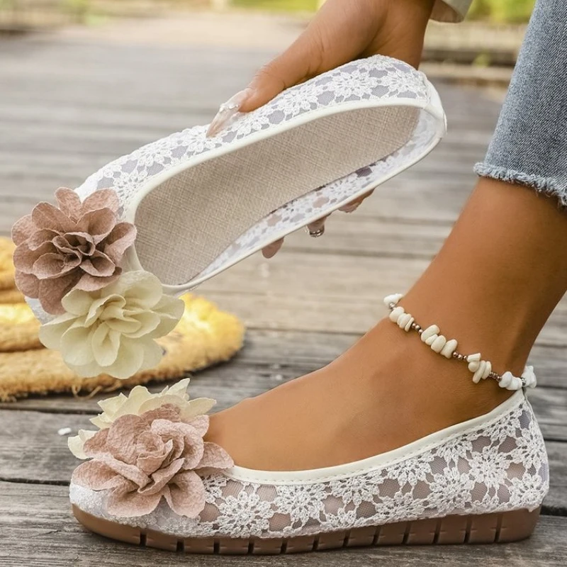 

Spring and Autumn New Round Head Flower Comfortable Casual Shoes Fashionable Hot Selling Sexy Elegant Work Flat Shoes for Women