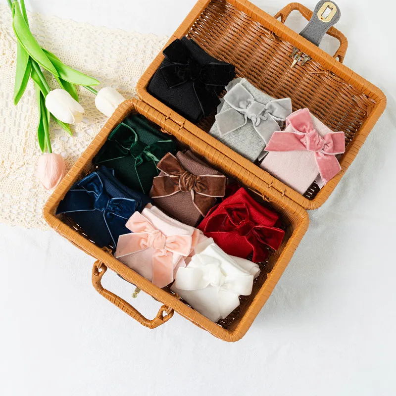Cute Baby Girls Bowknot Knee High Socks Autumn Winter Toddler Tube Princess Sock For Kids Warm Socken Leg Warmer 0-8Years