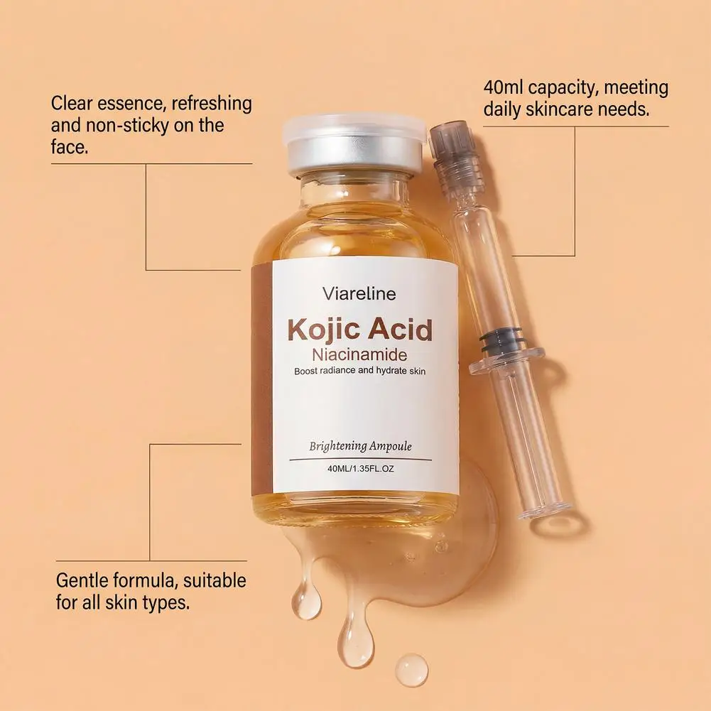 

Viarelime 40ml Kojic Acid Niacinamide Brightening Ampoule 28-Day Skin Care Treatment Hydrating Radiance Boost Serum