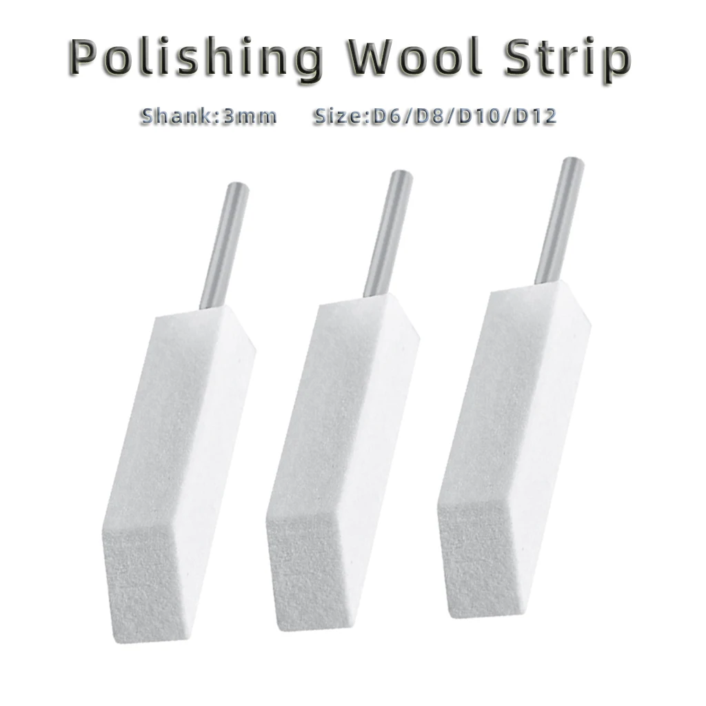 Wool Felt Grinding Head For Mirror Polishing Edge Corner Flat Surface Multi-purpose Reciprocating Pneumatic Tools 3mm Shank