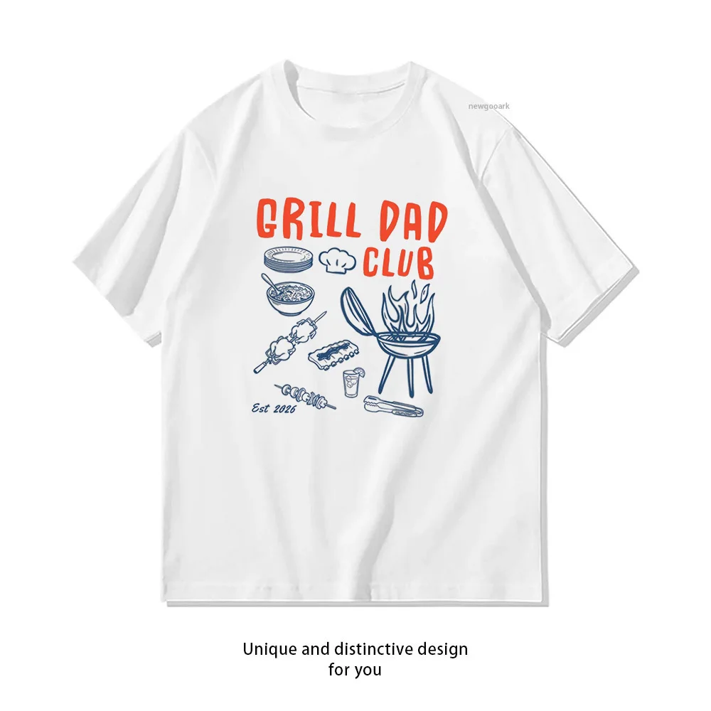 Camiseta a juego para papá y bebé de Grill Dad Club, camisetas gráficas de algodón para mujer y hombre, camiseta para adultos, camiseta de moda de manga corta con cuello redondo, S-3XL