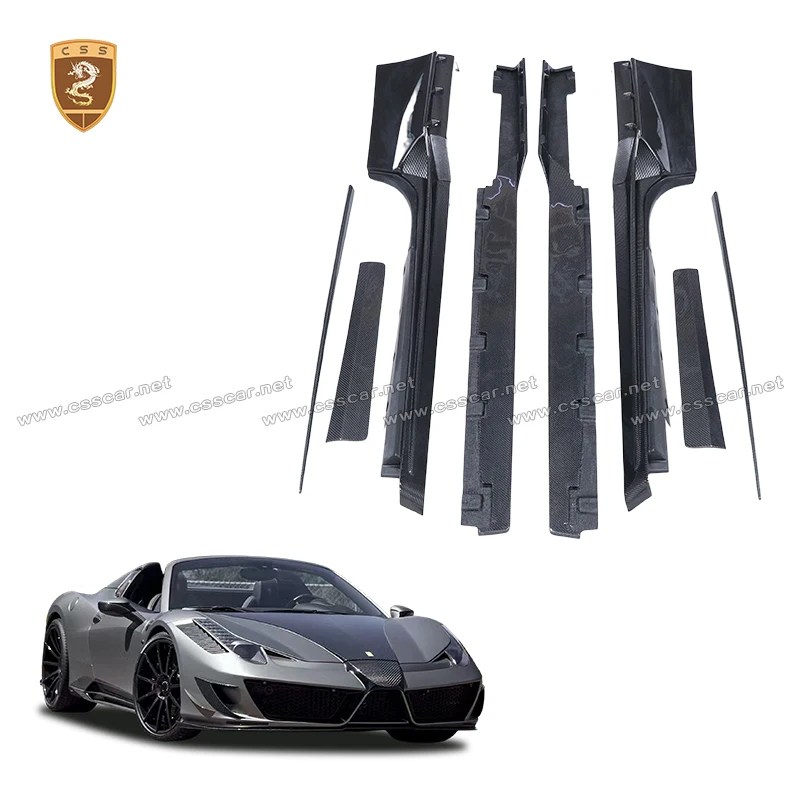 Half Carbon Fiber Car Side Skirt Panel Pedal Extension For Ferrari 458 MSY Style Welcome Step Underboard Car Styling 2009-2015