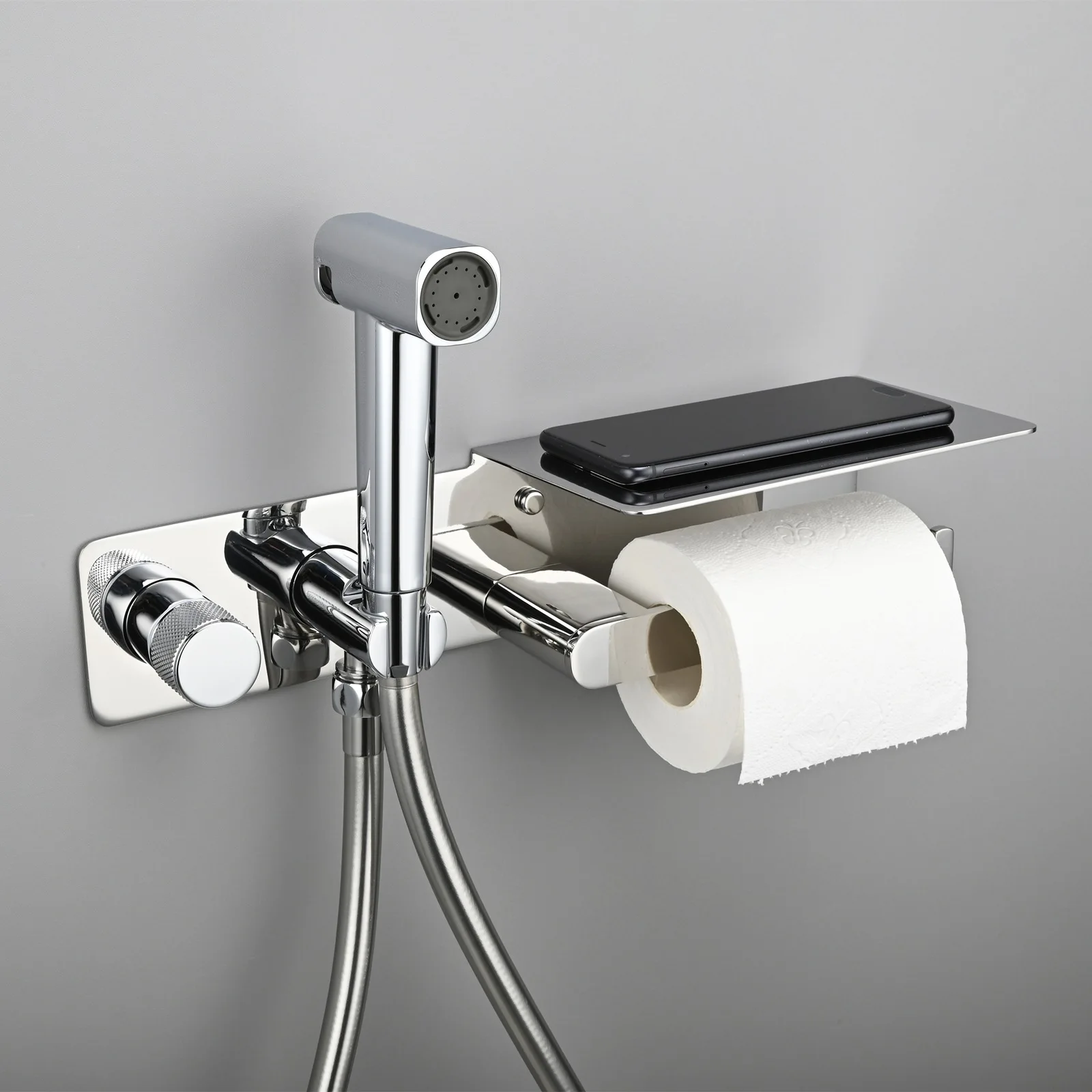 Copper Gray Concealed Multifunctional Bathroom Spray Gun Set Hot And Cold Water Toilet Washing Companion Embedded for Home