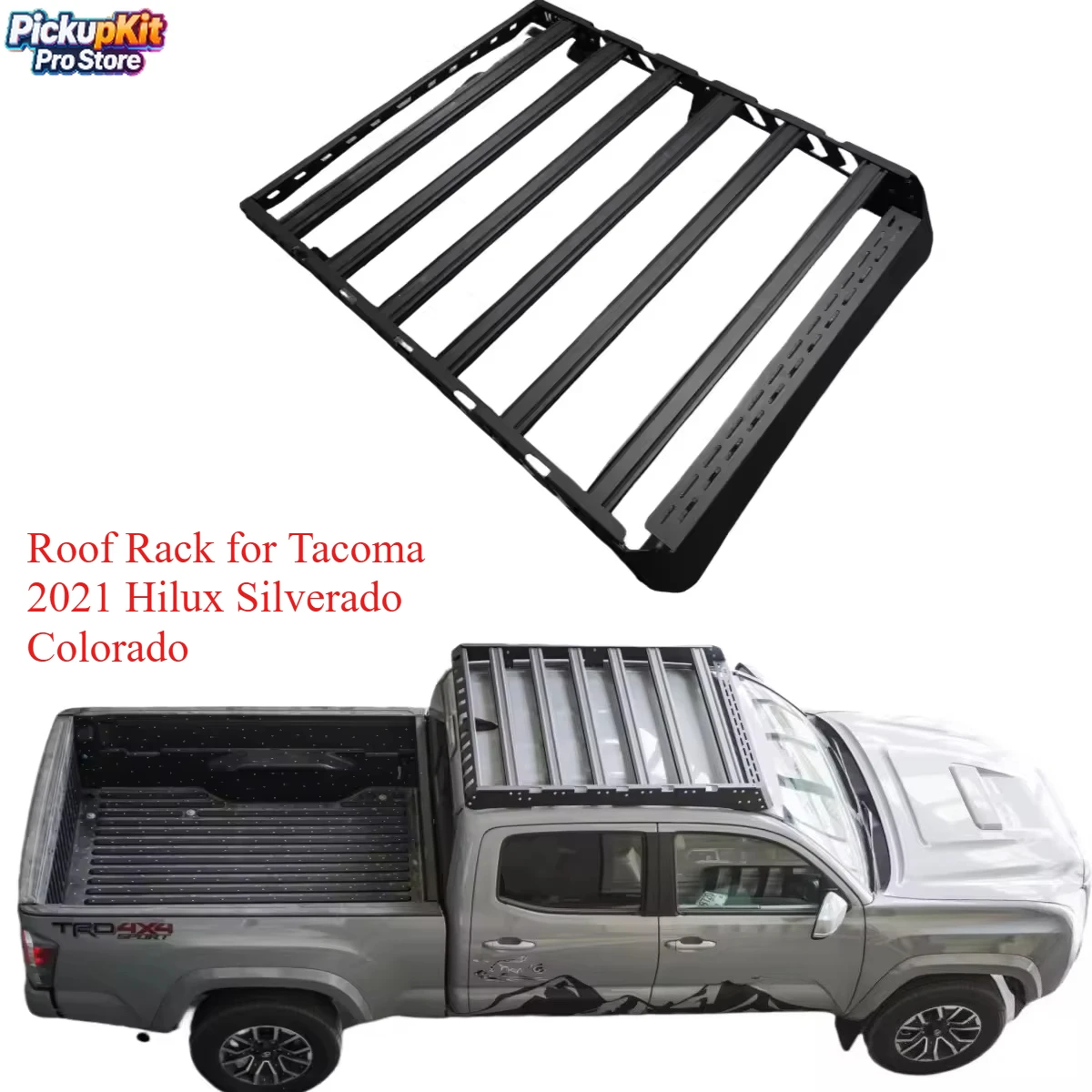 

Factory Wholesale Heavy Duty Roof Rack Black Aluminum 100kg+ Fit Tacoma 2021 Hilux Silverado Colorado