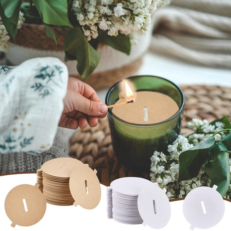 240PCS Candle Dust Covers 2 Colors Paper Candle Pull Tab Lids Candle Decoration, Candle Topper 2.12 Inch-AT36