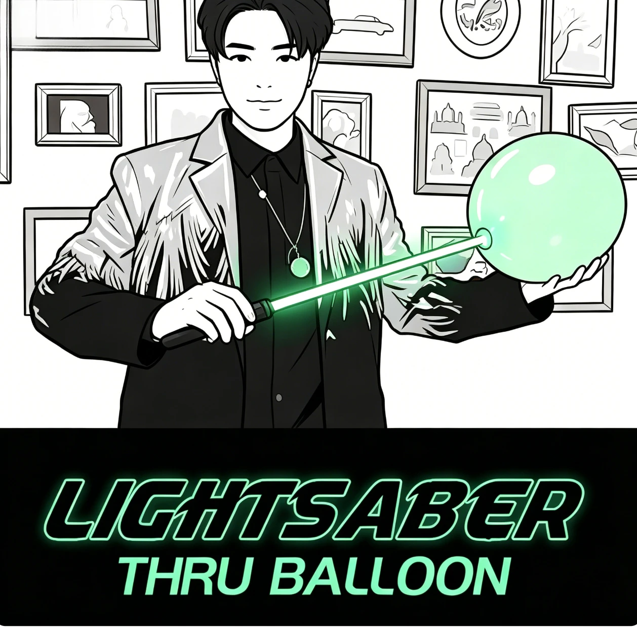 

Lightsaber Thru Balloon Magic Trick 55CM High-tech Powerful Stage Illusions Gimmicks Mentalism Props Magician Funny Magic Show